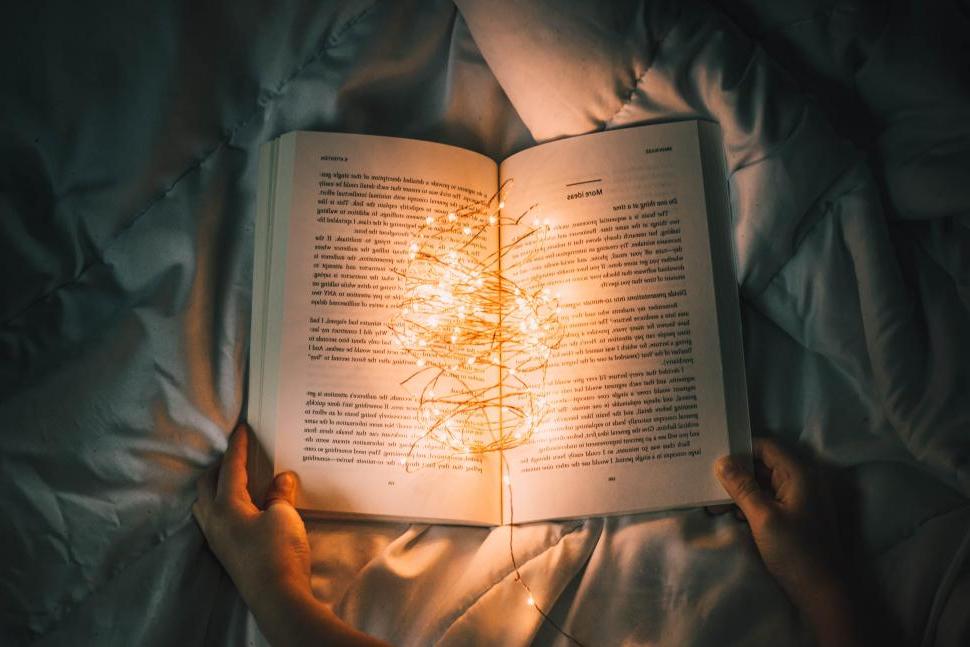 book with fairy lights